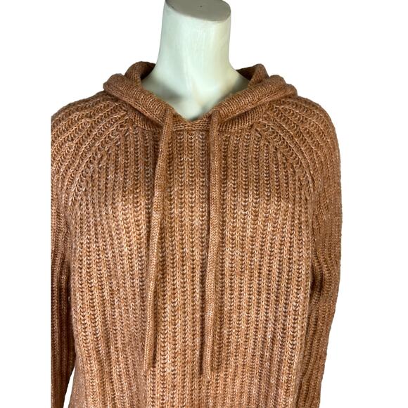 Aerie Size XS orange hooded sweater knit oversized Wool Blend Fuzzy Cozy Comfy - Picture 5 of 10